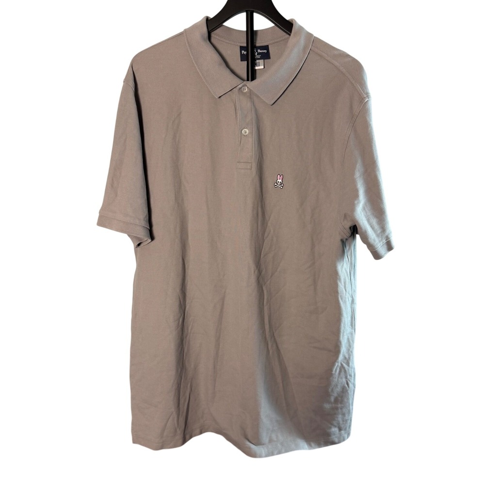 Psycho Bunny Mens XLT Gray Pique Short Sleeve Polo Shirt